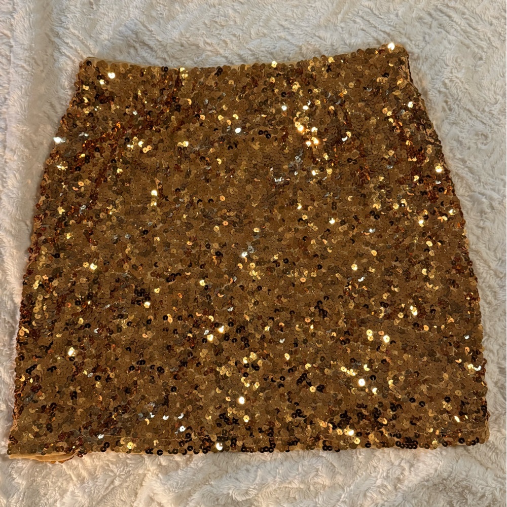 Gold Sequin Mini Skirt